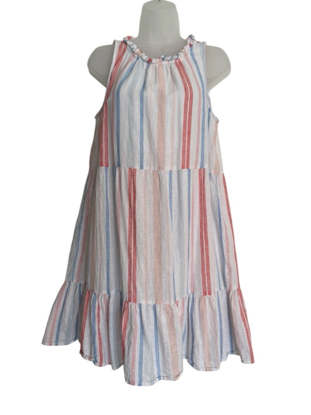Women’s beachlunchlounge Sleeveless Tiered Stripe Dress Lined Size Medium